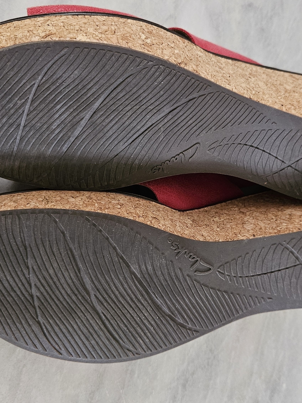 Women’s Clarks Red Cork Wedge Sandals - Picture 11 of 13